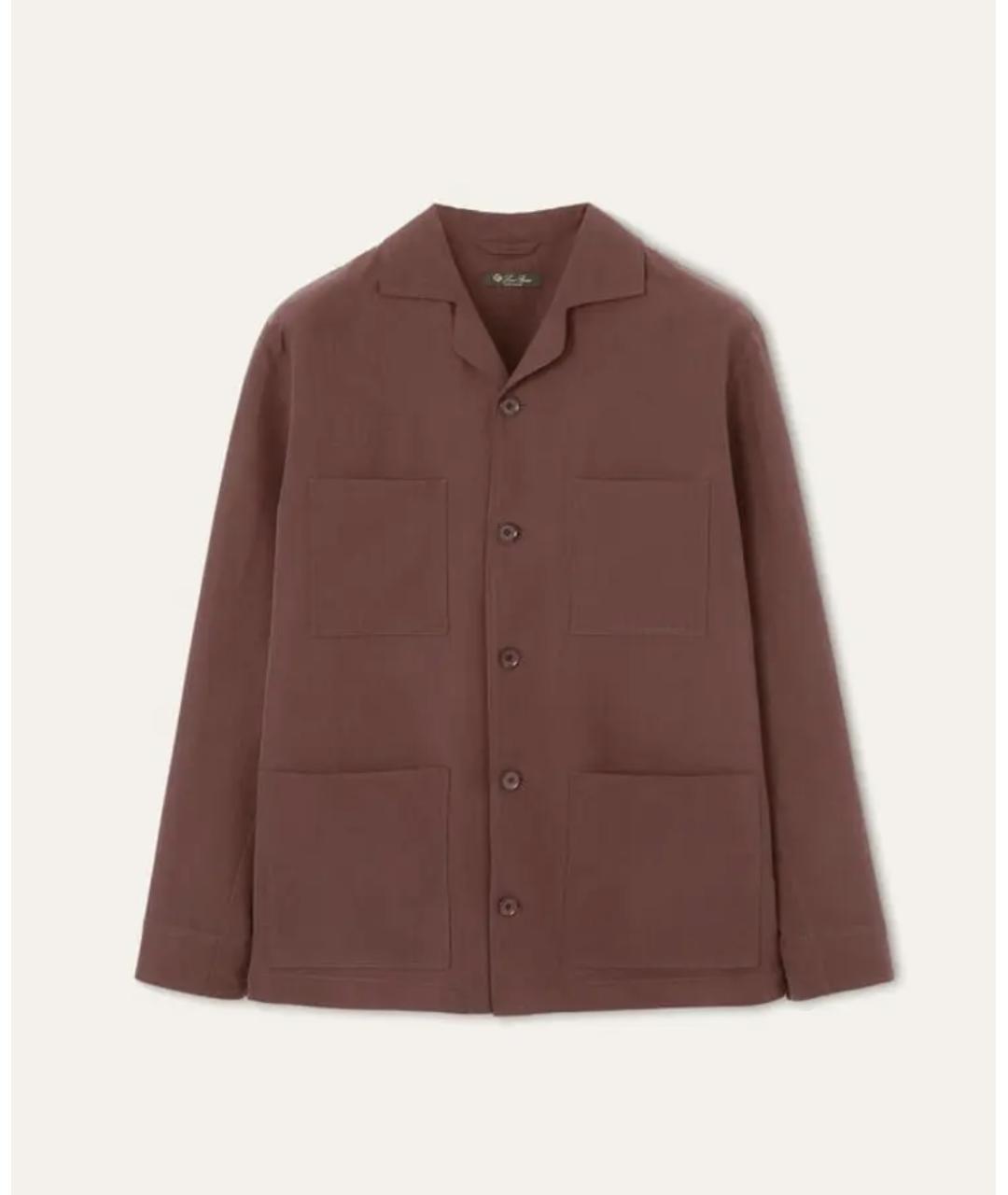 LORO PIANA Коричневая льняная классическая рубашка, фото 3