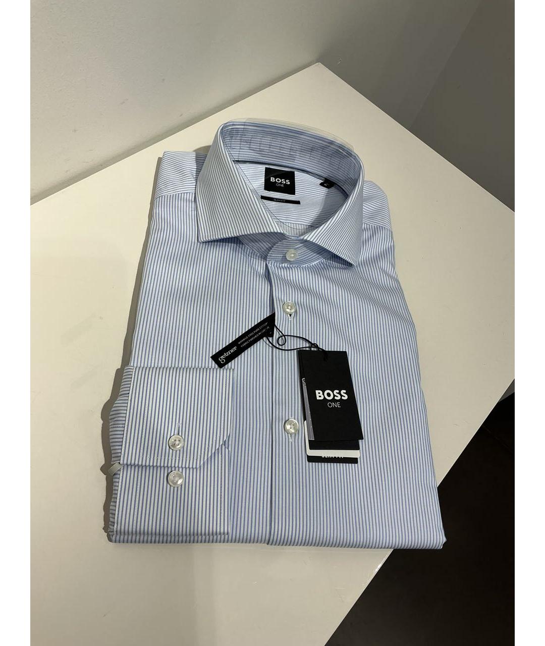 HUGO BOSS Голубая хлопковая кэжуал рубашка, фото 2