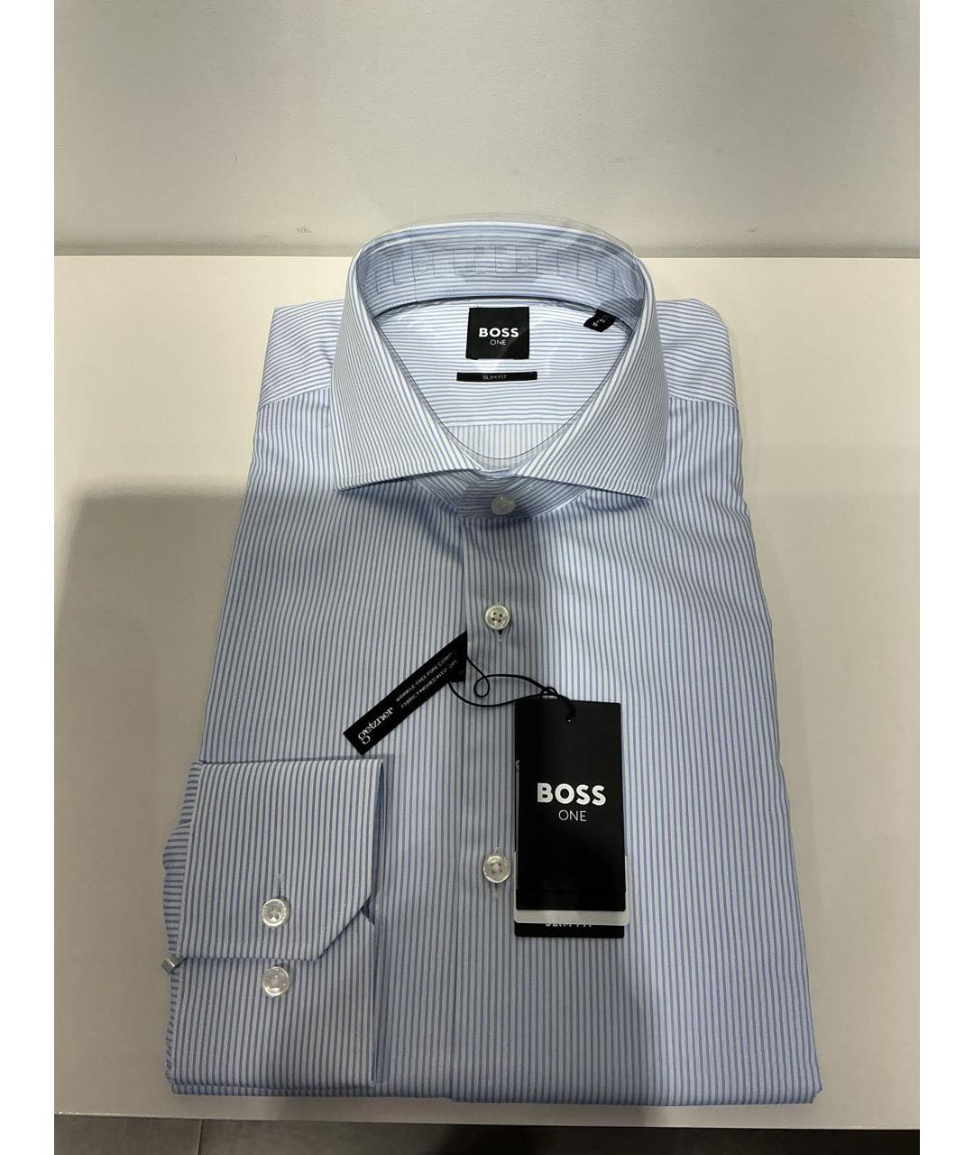 HUGO BOSS Голубая хлопковая кэжуал рубашка, фото 4
