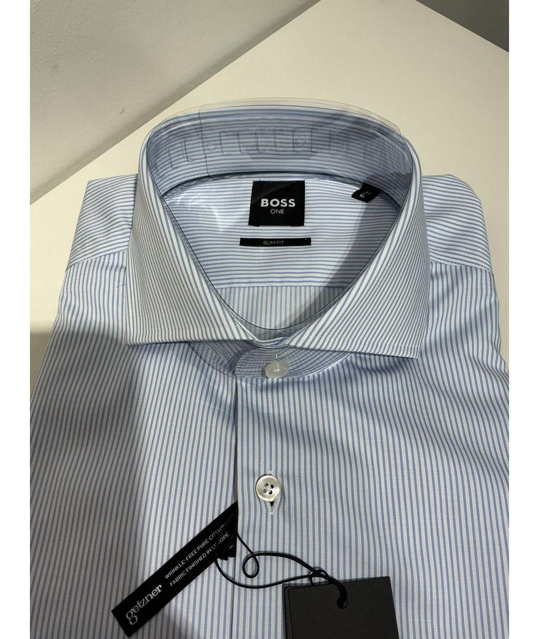 HUGO BOSS Голубая хлопковая кэжуал рубашка, фото 3
