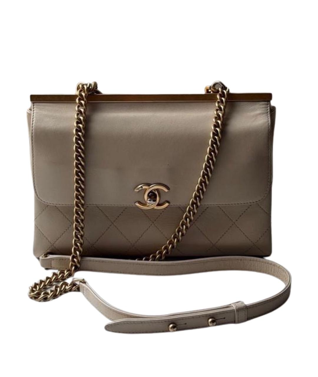 CHANEL Бежевая кожаная сумка через плечо, фото 1
