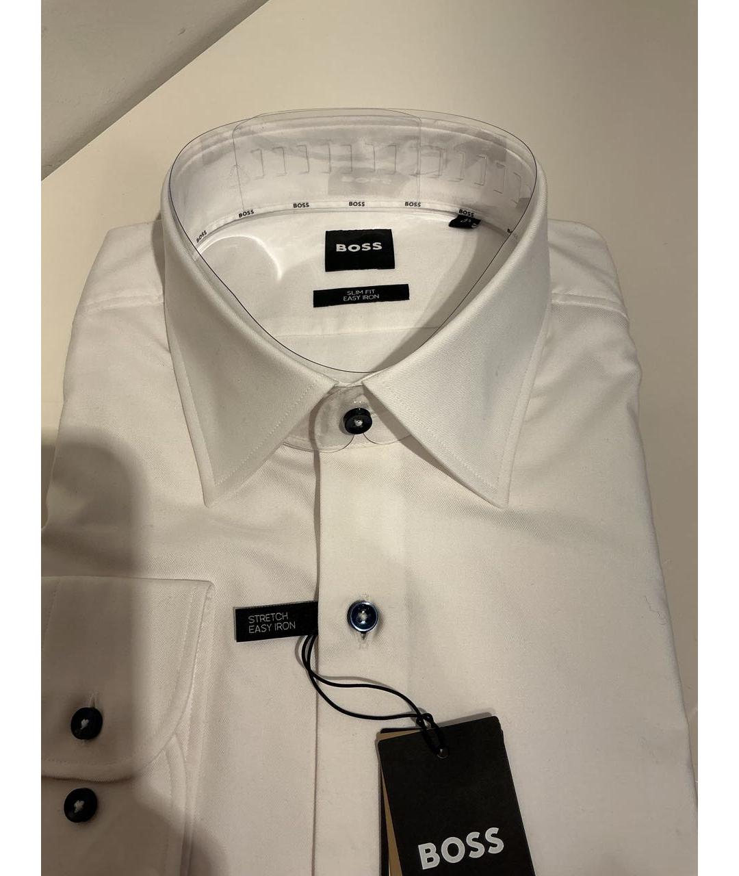 HUGO BOSS Белая хлопковая классическая рубашка, фото 3