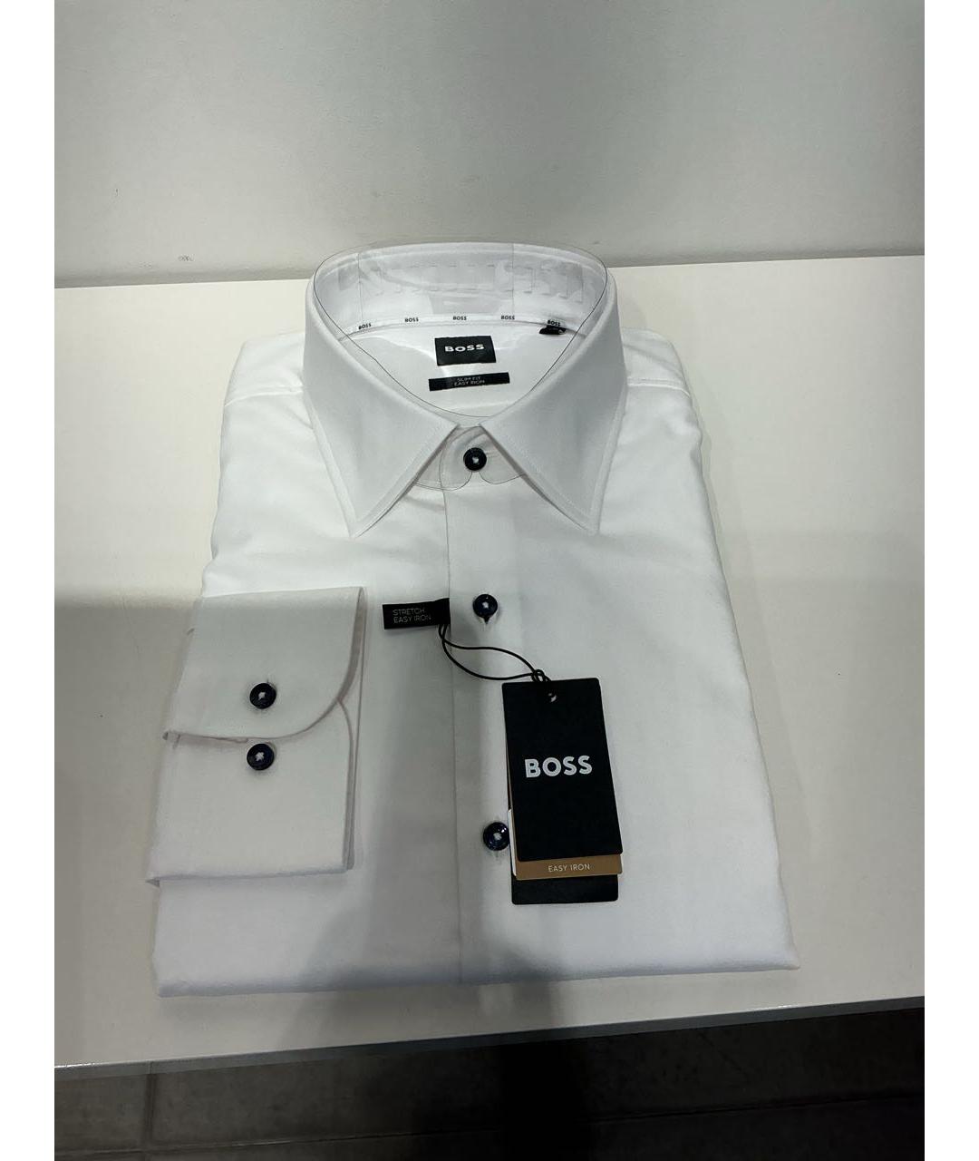 HUGO BOSS Белая хлопковая классическая рубашка, фото 4