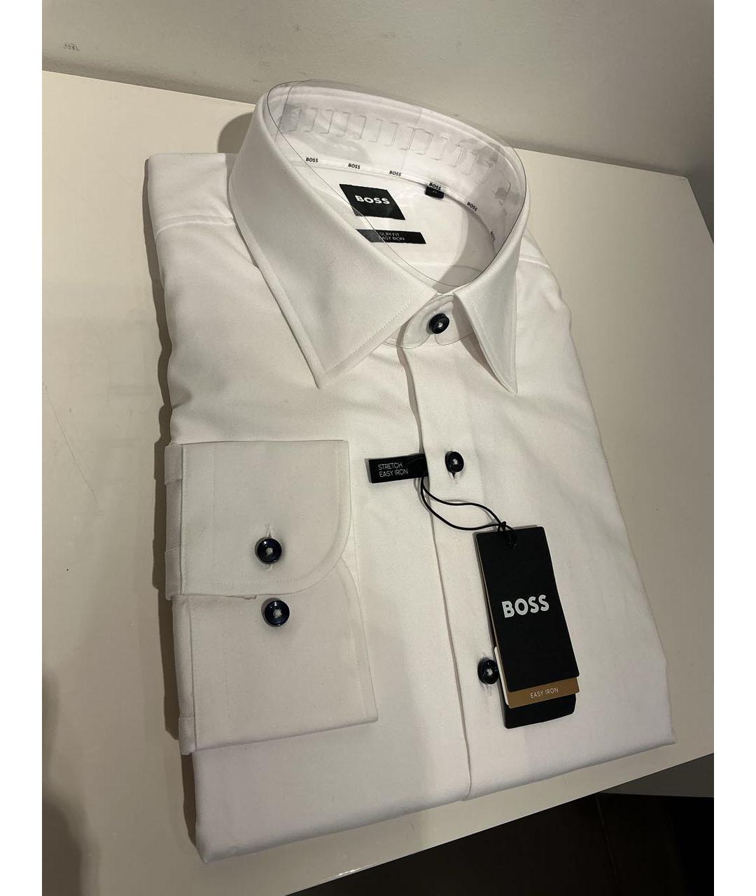 HUGO BOSS Белая хлопковая классическая рубашка, фото 2