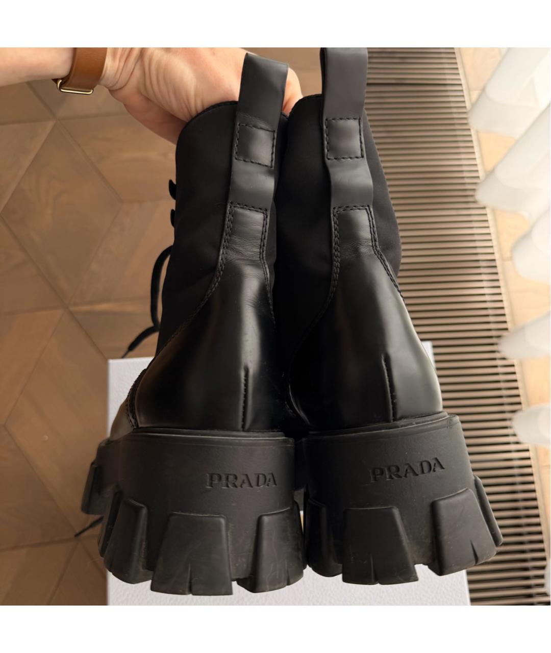 PRADA Черные кожаные ботинки, фото 4