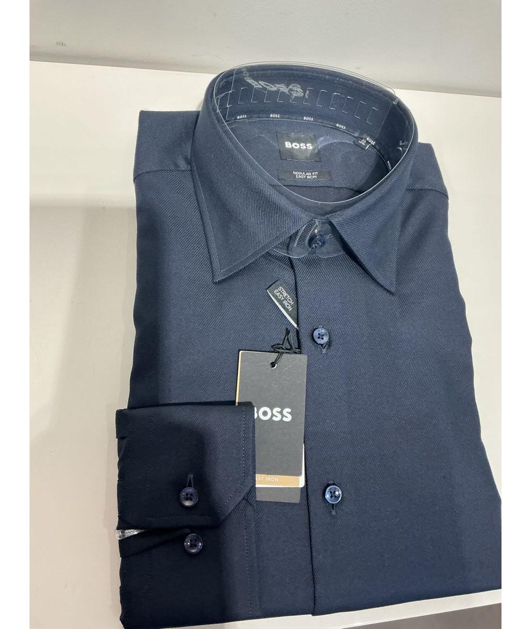 HUGO BOSS Темно-синяя хлопковая кэжуал рубашка, фото 2