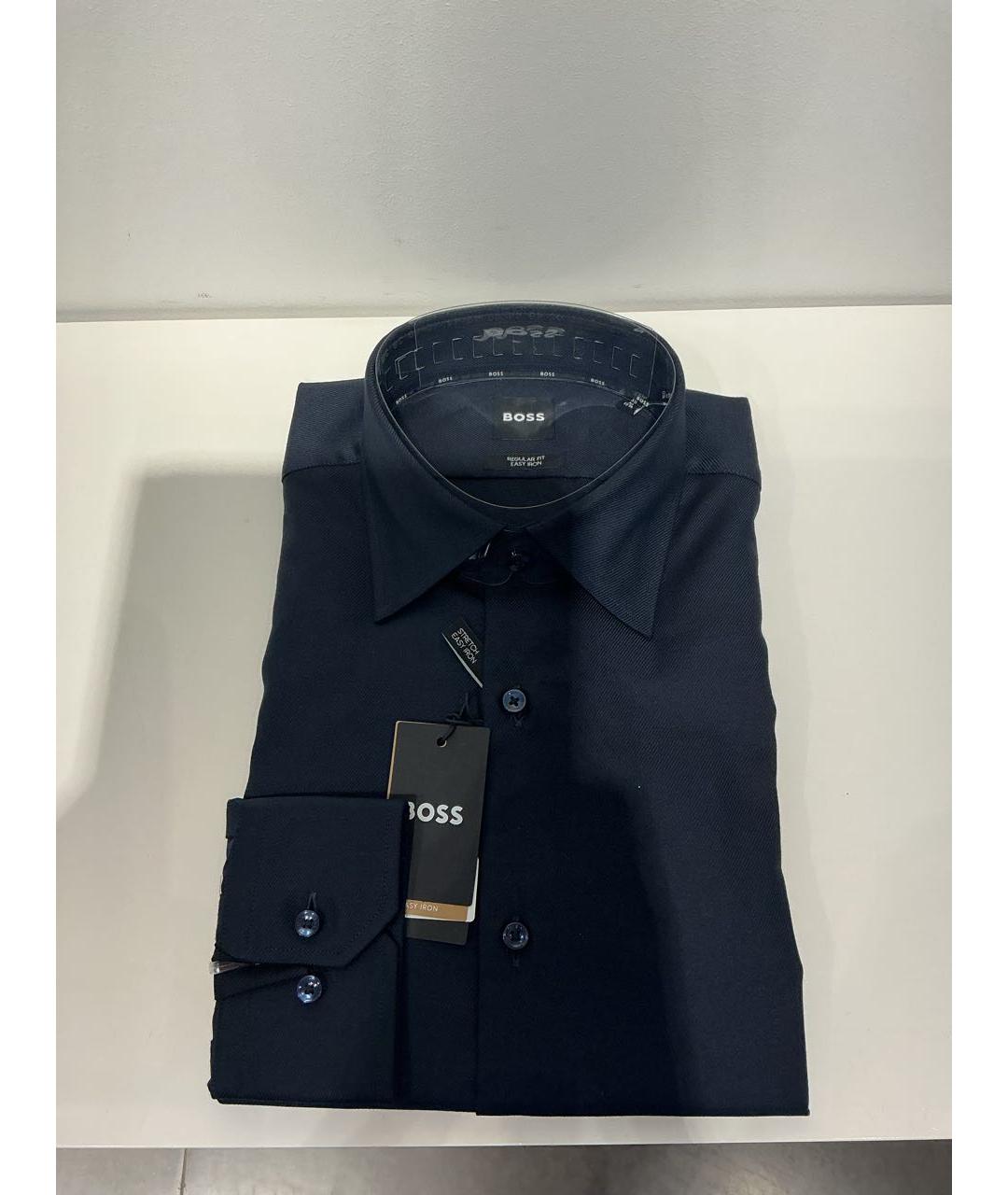 HUGO BOSS Темно-синяя хлопковая кэжуал рубашка, фото 4