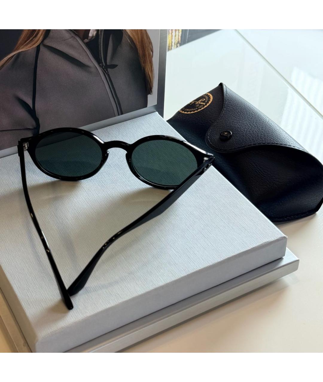 RAY BAN Черные пластиковые солнцезащитные очки, фото 5