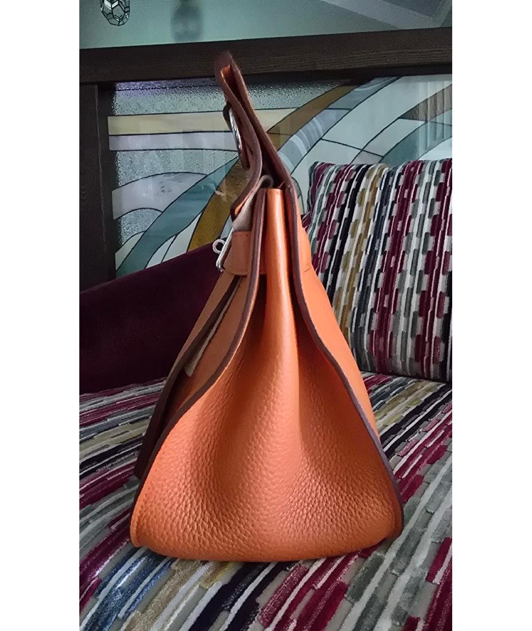 HERMES Оранжевая кожаная сумка через плечо, фото 2