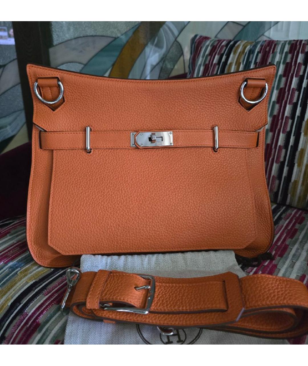HERMES Оранжевая кожаная сумка через плечо, фото 7