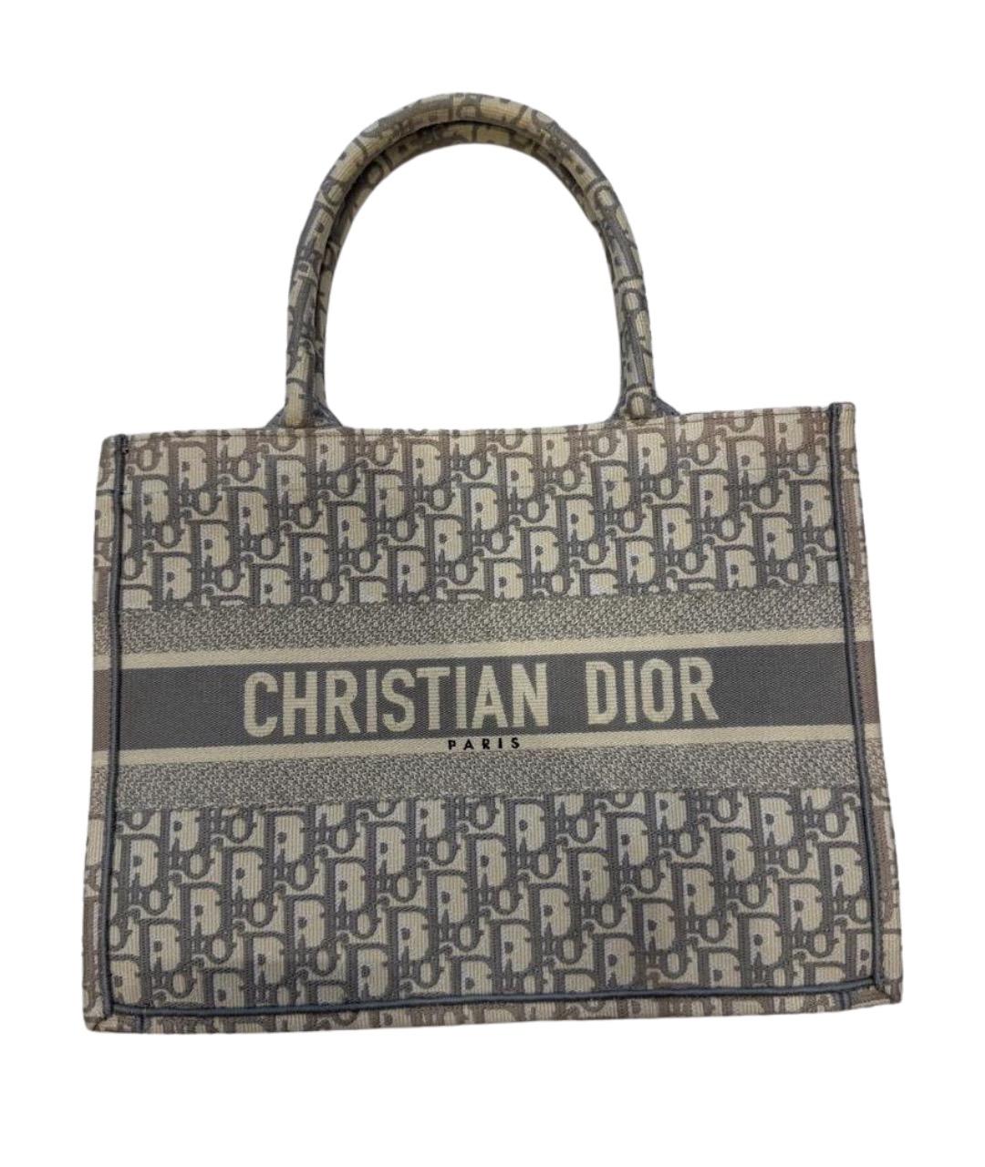 CHRISTIAN DIOR Серая жаккардовая сумка тоут, фото 1