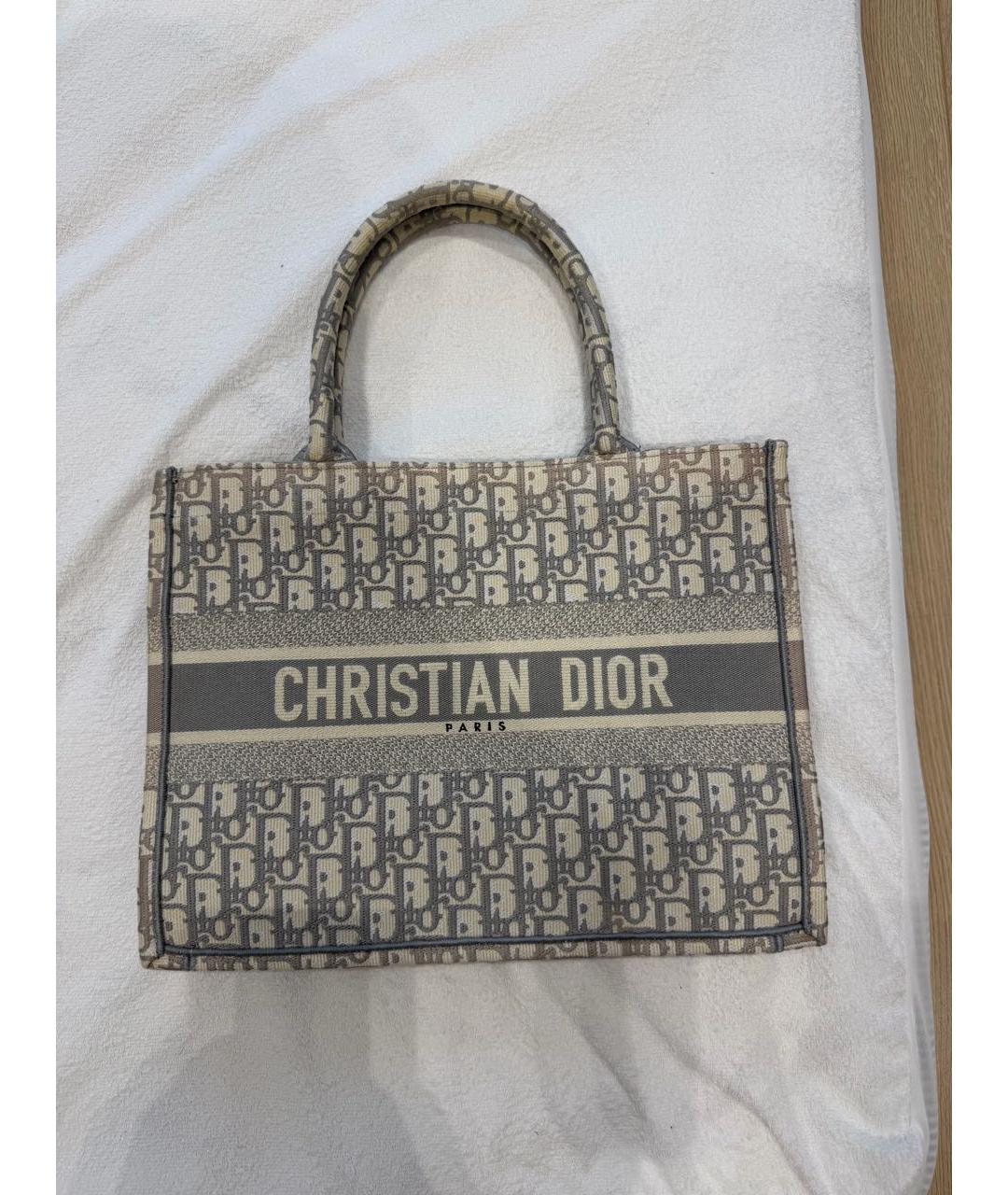 CHRISTIAN DIOR Серая жаккардовая сумка тоут, фото 9