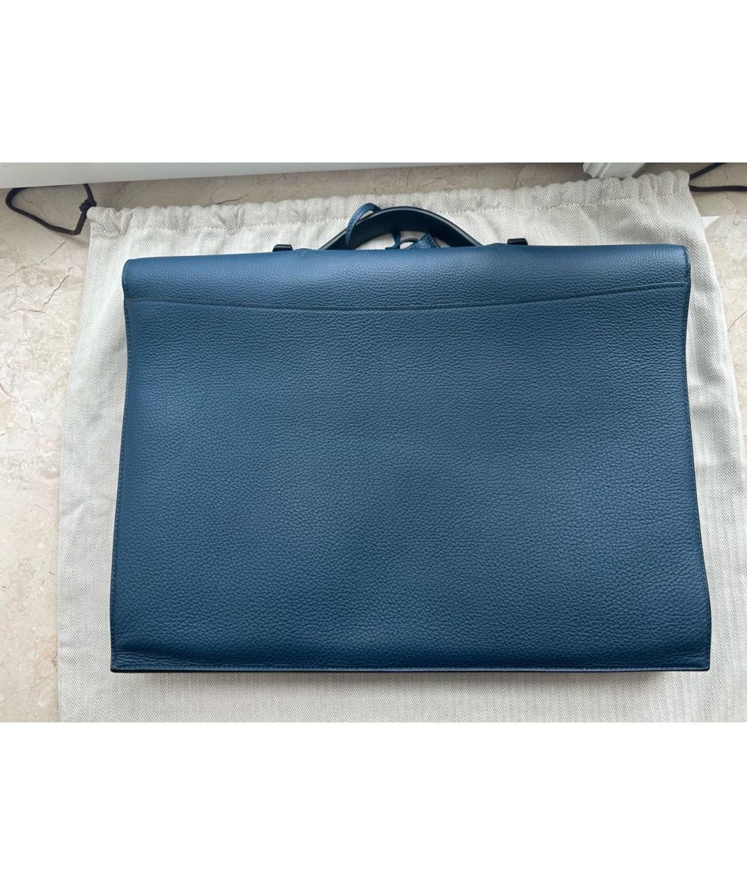 HERMES Синий кожаный портфель, фото 3