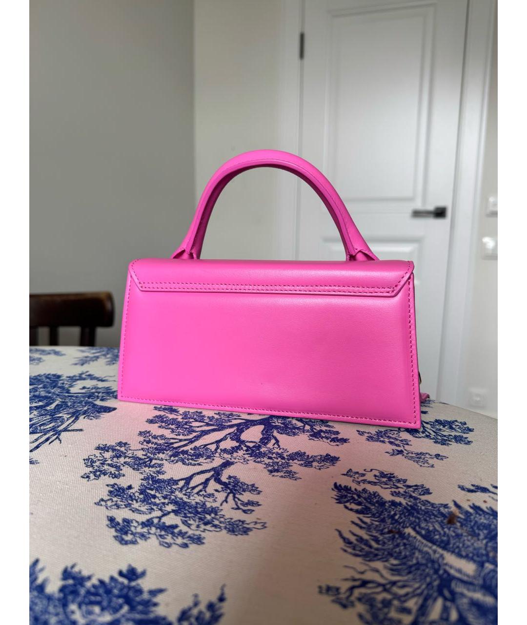 JACQUEMUS Розовая кожаная сумка с короткими ручками, фото 3