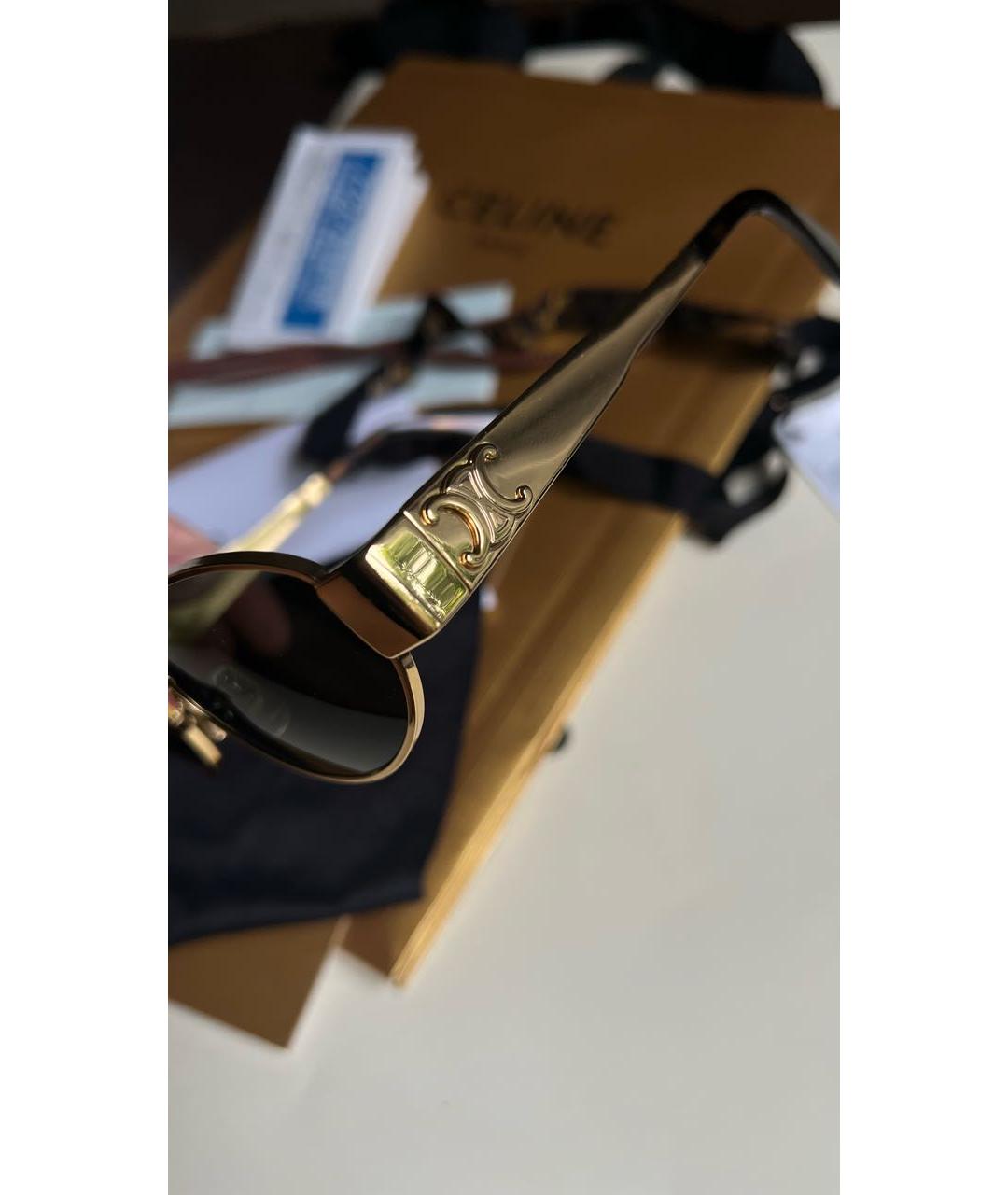 CELINE Золотые металлические солнцезащитные очки, фото 2