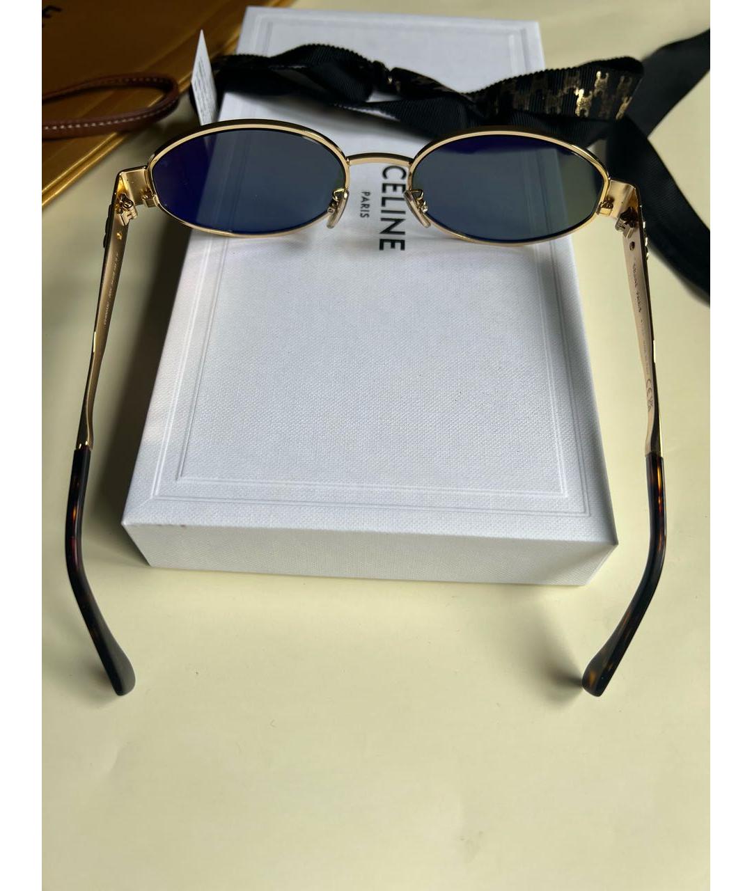 CELINE Золотые металлические солнцезащитные очки, фото 4