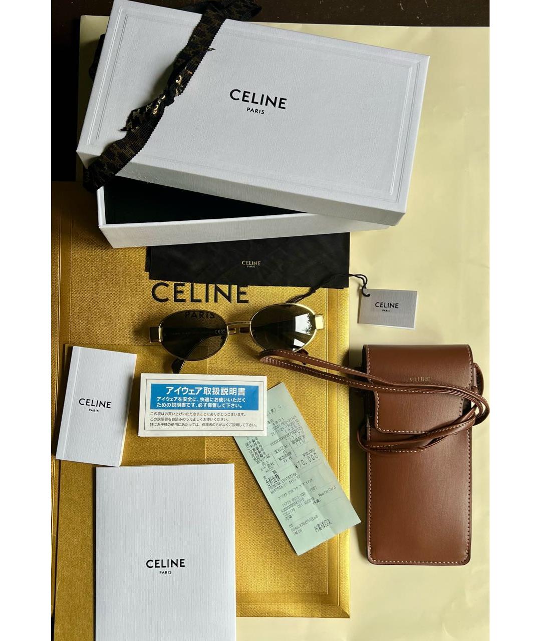 CELINE Золотые металлические солнцезащитные очки, фото 1