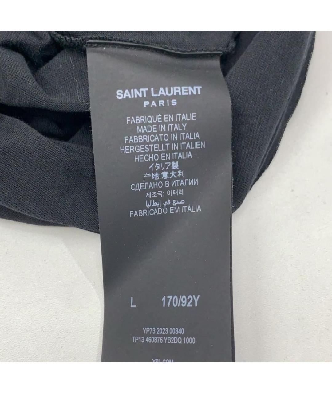 SAINT LAURENT Черная хлопковая футболка, фото 3