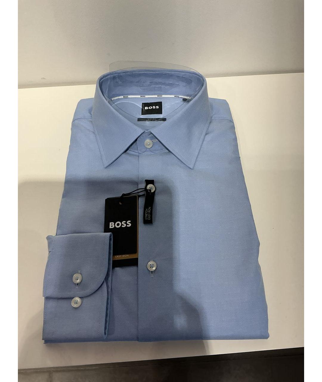 HUGO BOSS Голубая хлопковая кэжуал рубашка, фото 4