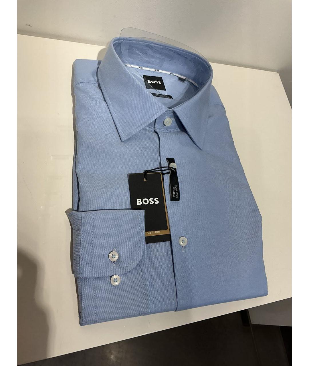 HUGO BOSS Голубая хлопковая кэжуал рубашка, фото 2