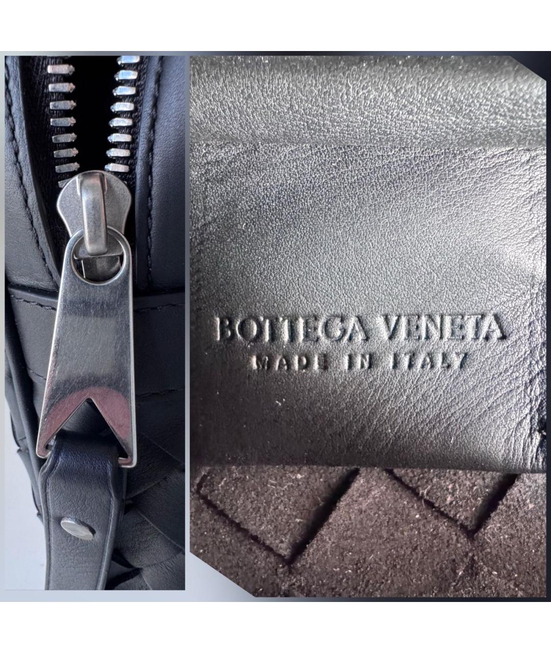 BOTTEGA VENETA Черная кожаная барсетка, фото 7