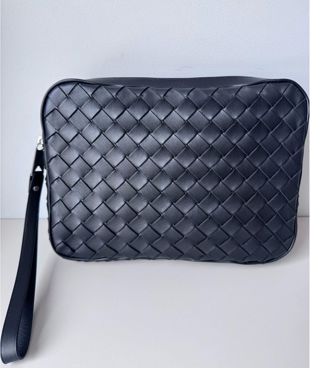 BOTTEGA VENETA Черная кожаная барсетка, фото 9