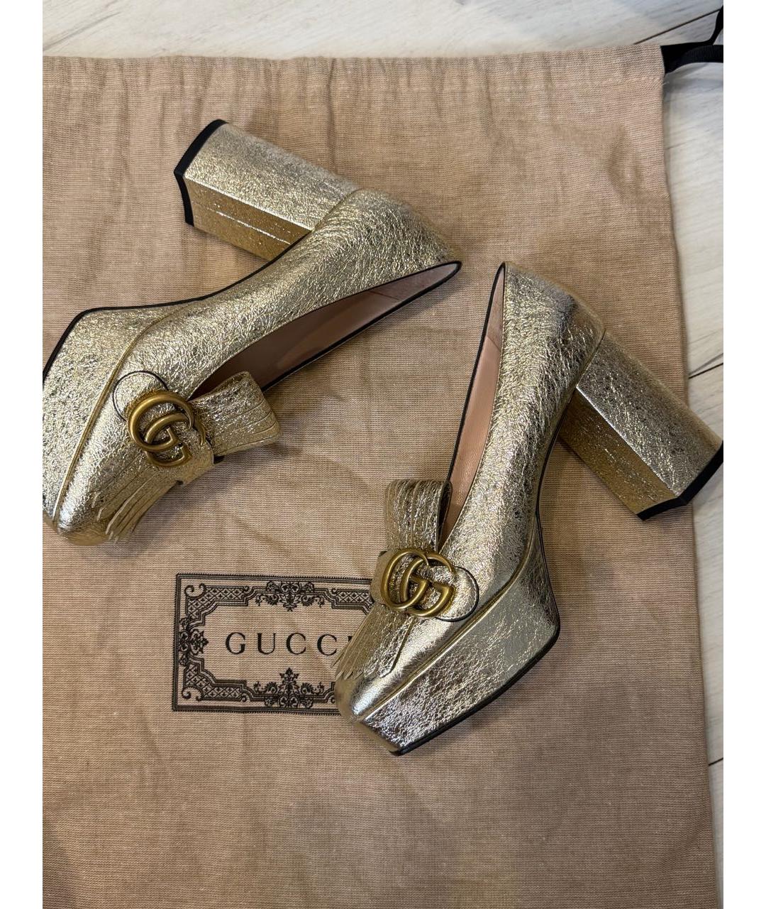 GUCCI Золотые туфли, фото 4