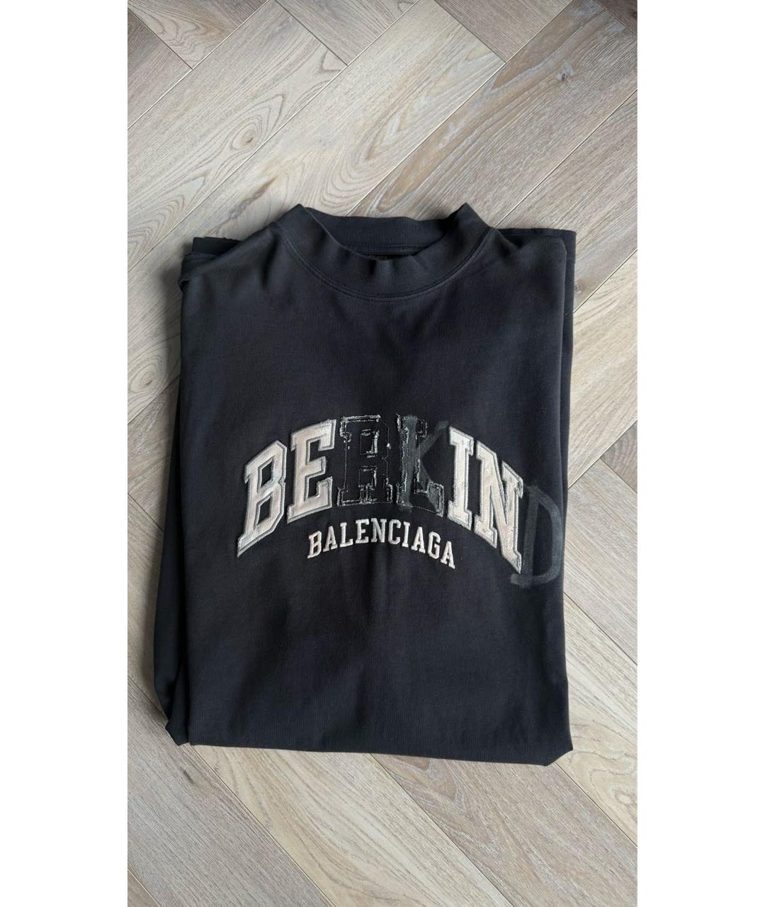 BALENCIAGA Темно-синяя хлопковая футболка, фото 3