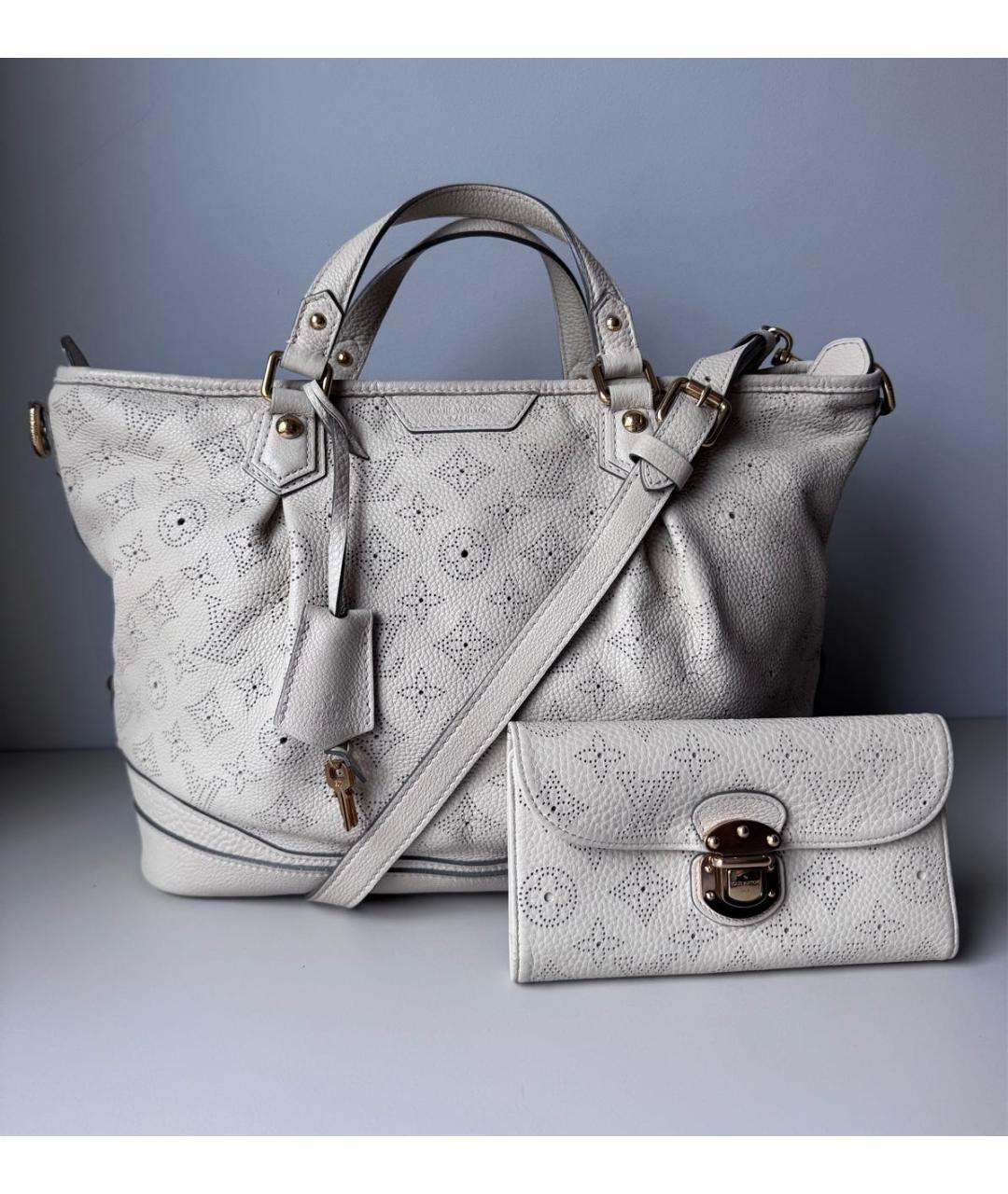 LOUIS VUITTON Бежевая кожаная сумка с короткими ручками, фото 9