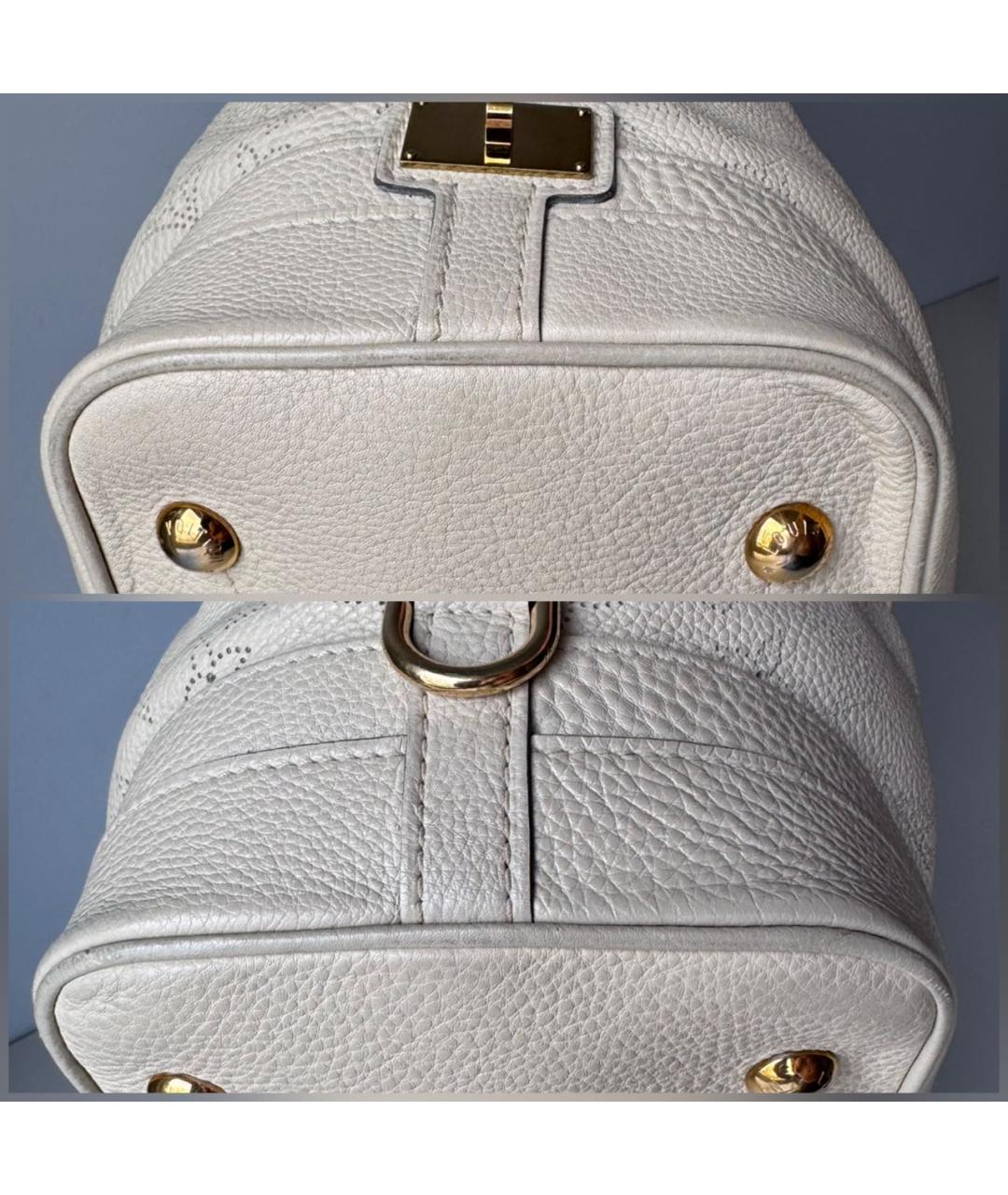 LOUIS VUITTON Бежевая кожаная сумка с короткими ручками, фото 5