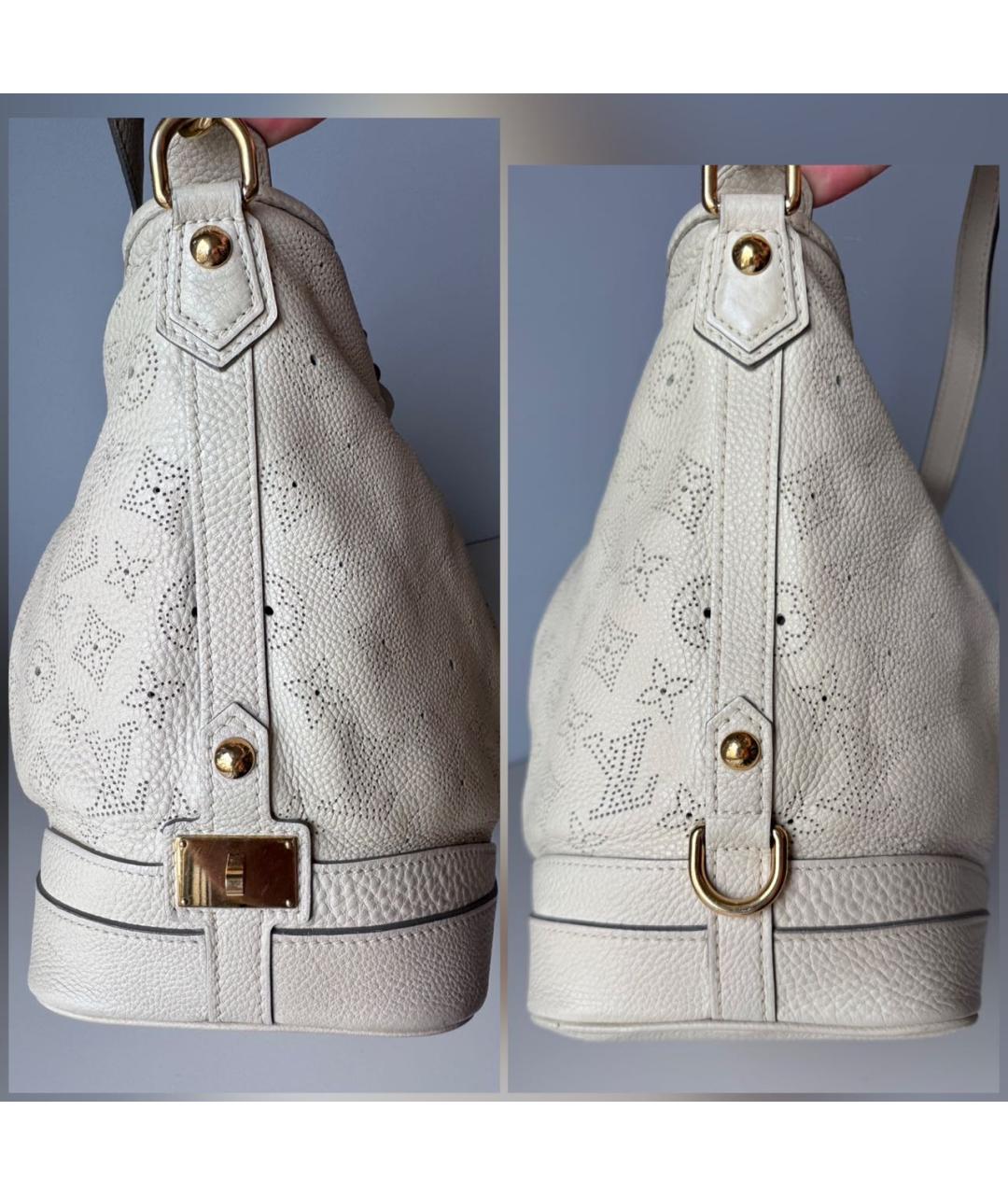LOUIS VUITTON Бежевая кожаная сумка с короткими ручками, фото 4
