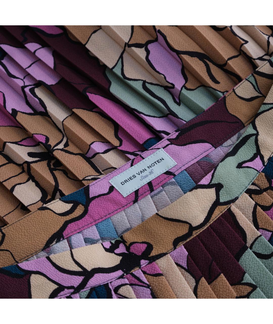 DRIES VAN NOTEN Мульти полиэстеровая юбка миди, фото 3