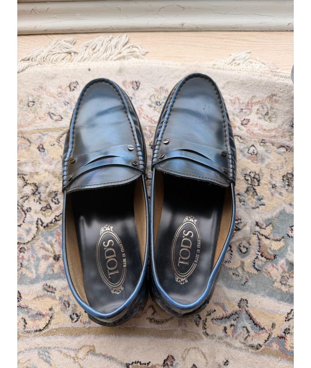 TOD'S Темно-синие лоферы из лакированной кожи, фото 6
