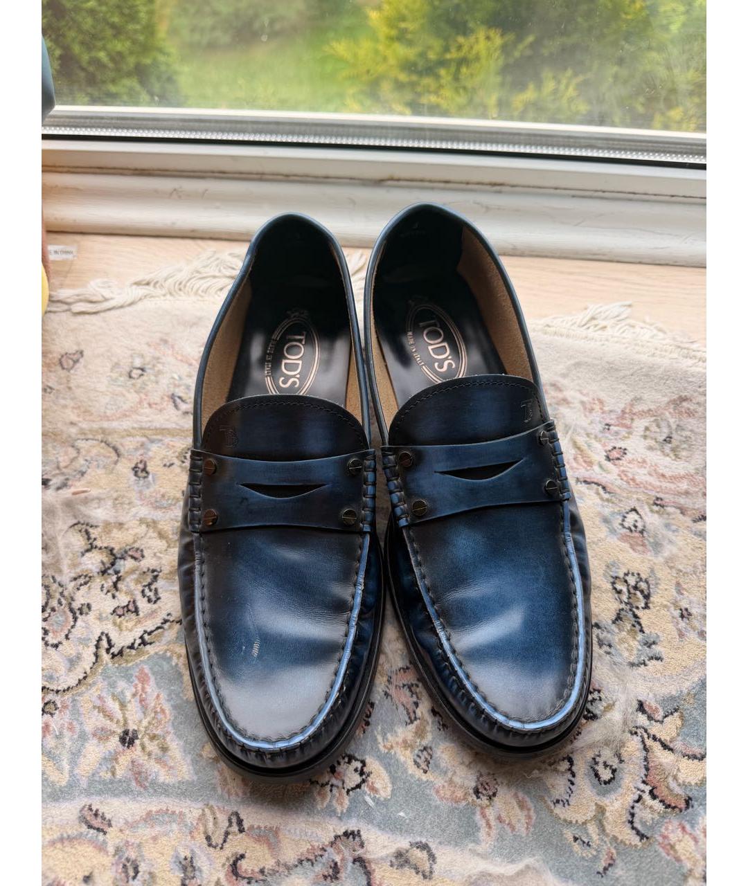 TOD'S Темно-синие лоферы из лакированной кожи, фото 2