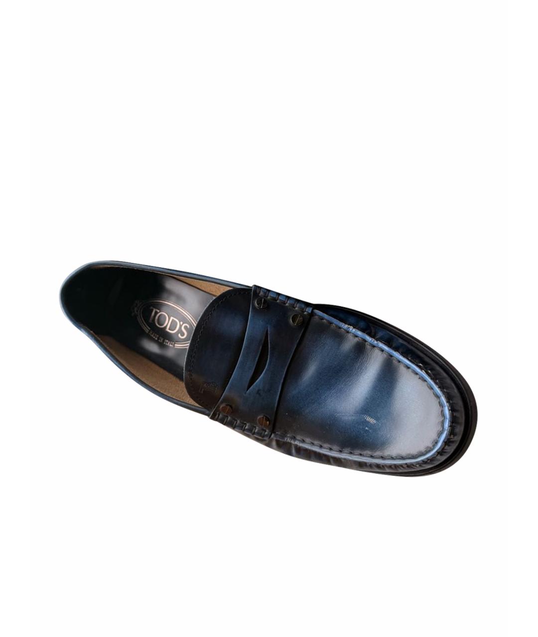 TOD'S Темно-синие лоферы из лакированной кожи, фото 1