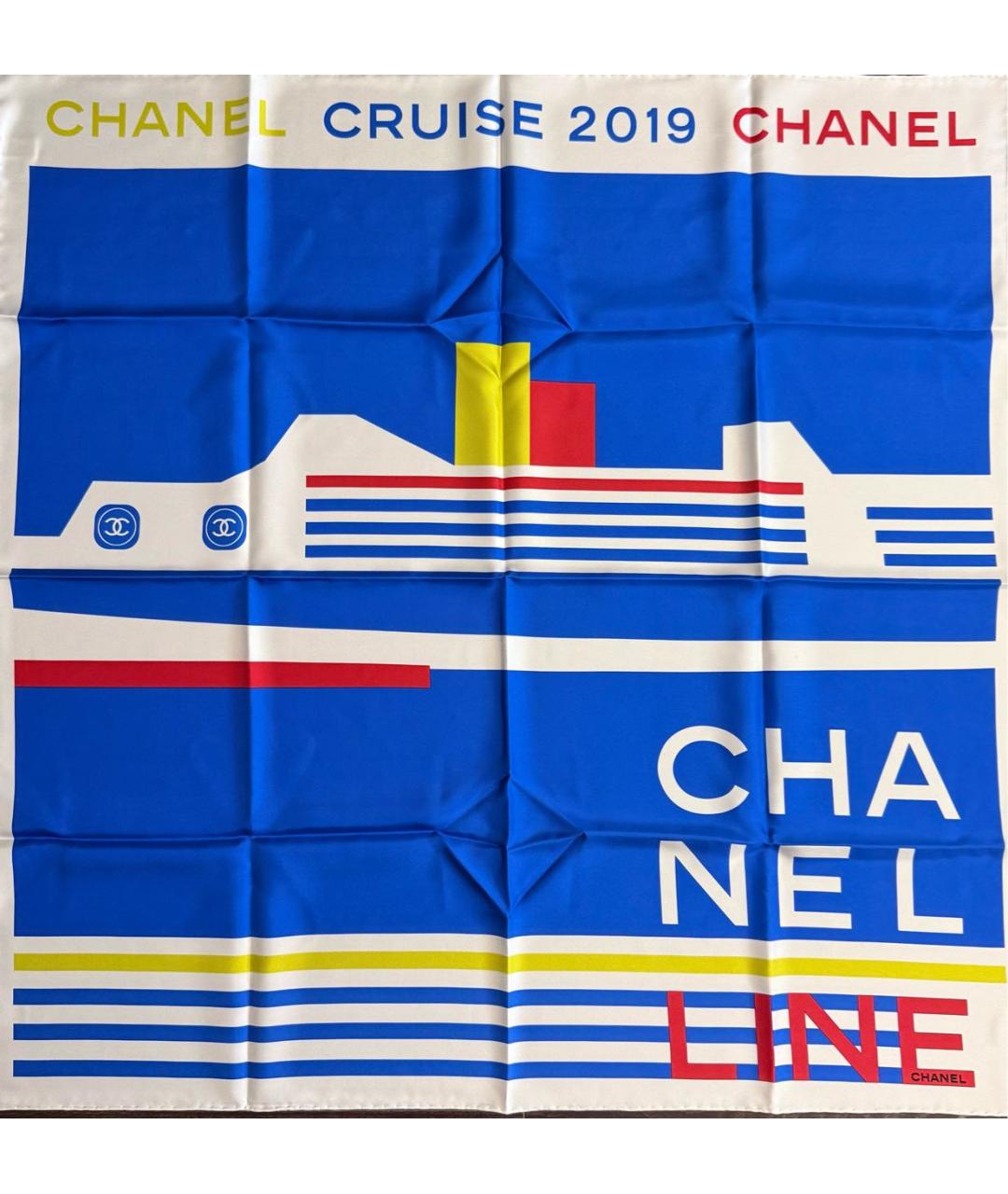 CHANEL Синий шелковый платок, фото 2