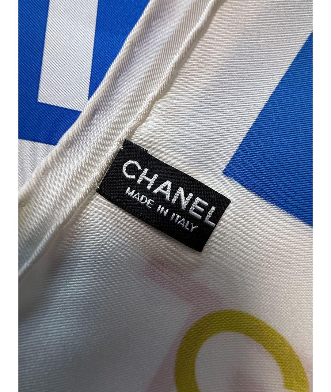 CHANEL Синий шелковый платок, фото 6
