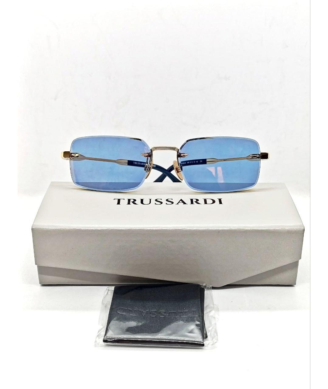 TRUSSARDI Голубые металлические солнцезащитные очки, фото 5