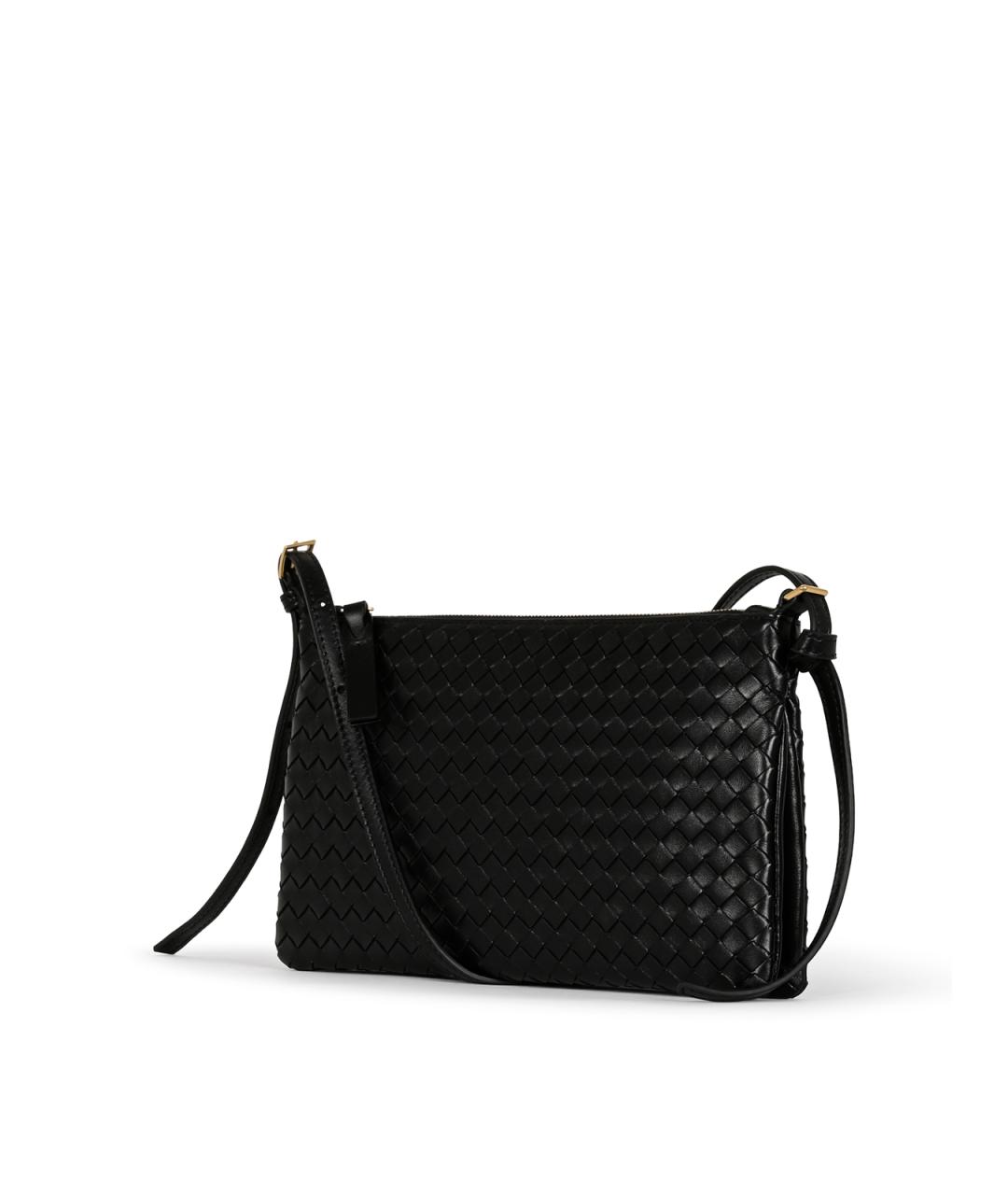 BOTTEGA VENETA Черная кожаная сумка через плечо, фото 4