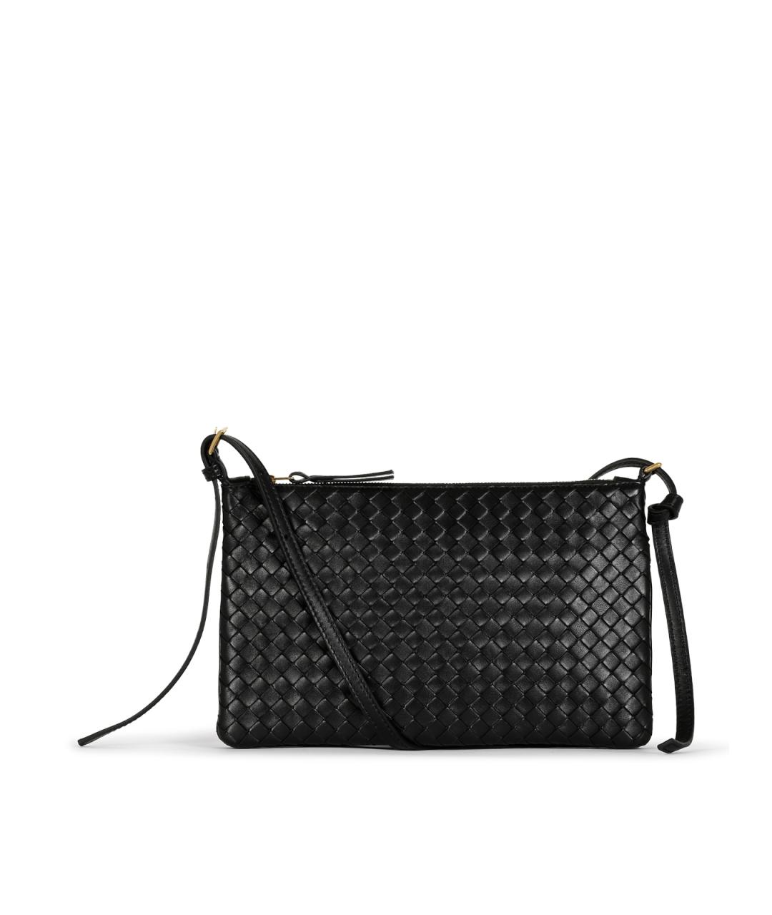 BOTTEGA VENETA Черная кожаная сумка через плечо, фото 2