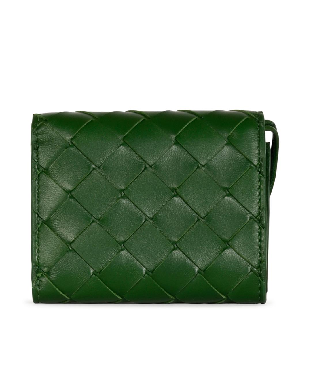 BOTTEGA VENETA Зеленый кожаный кошелек, фото 5