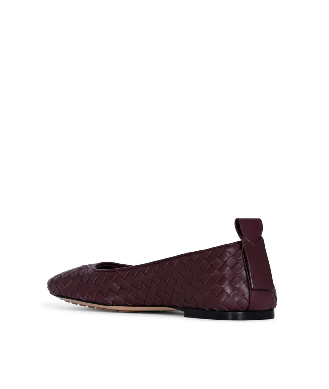 BOTTEGA VENETA Бордовые кожаные балетки, фото 3
