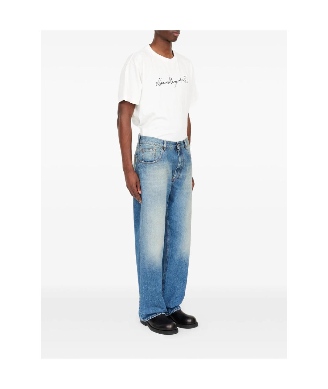 MM6 MAISON MARGIELA Синие хлопковые прямые джинсы, фото 5