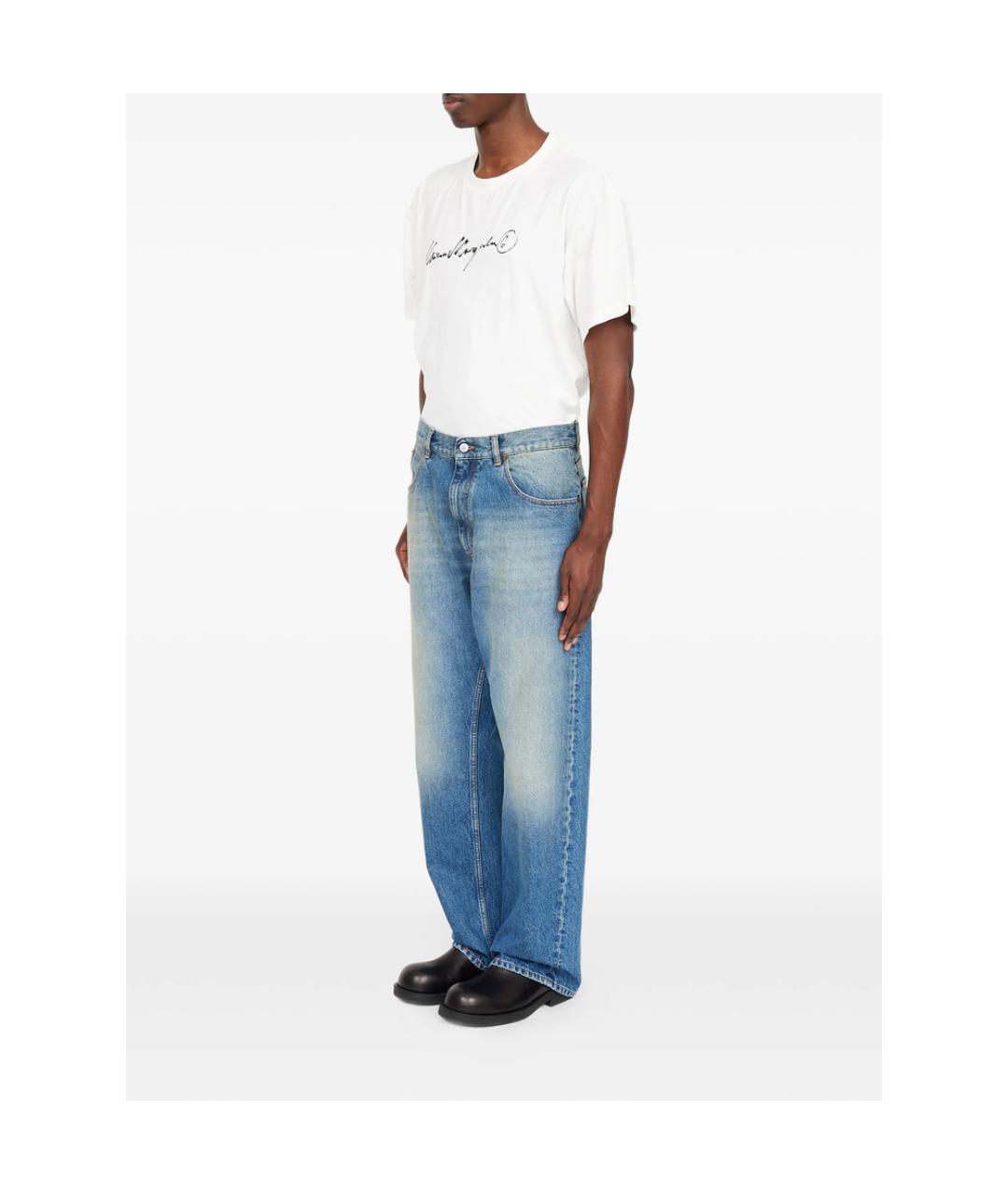 MM6 MAISON MARGIELA Синие хлопковые прямые джинсы, фото 3