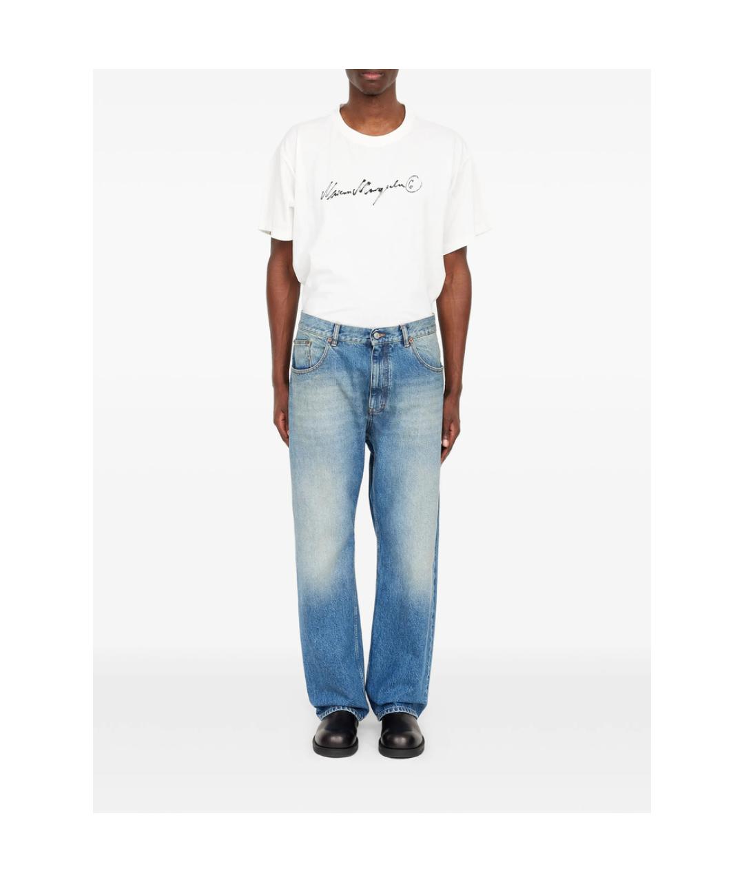 MM6 MAISON MARGIELA Синие хлопковые прямые джинсы, фото 4