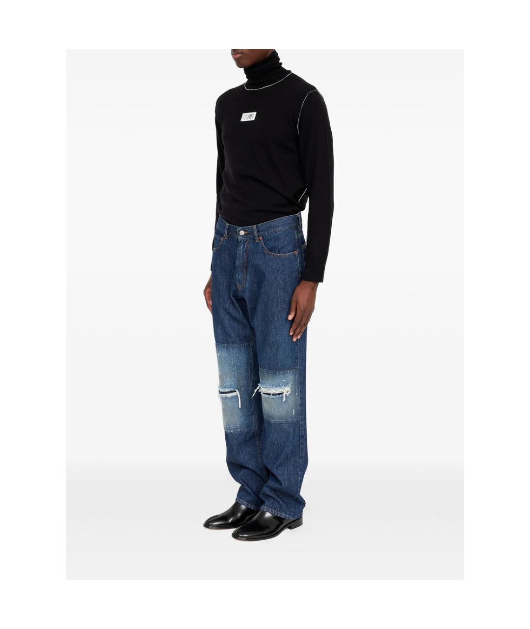 MM6 MAISON MARGIELA Синие хлопковые прямые джинсы, фото 5