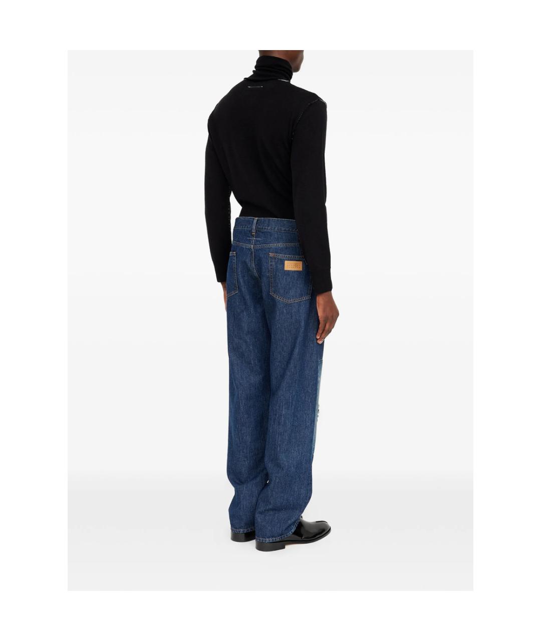 MM6 MAISON MARGIELA Синие хлопковые прямые джинсы, фото 4
