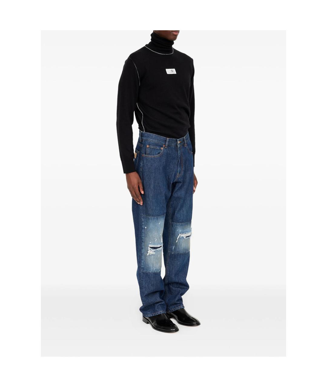 MM6 MAISON MARGIELA Синие хлопковые прямые джинсы, фото 6