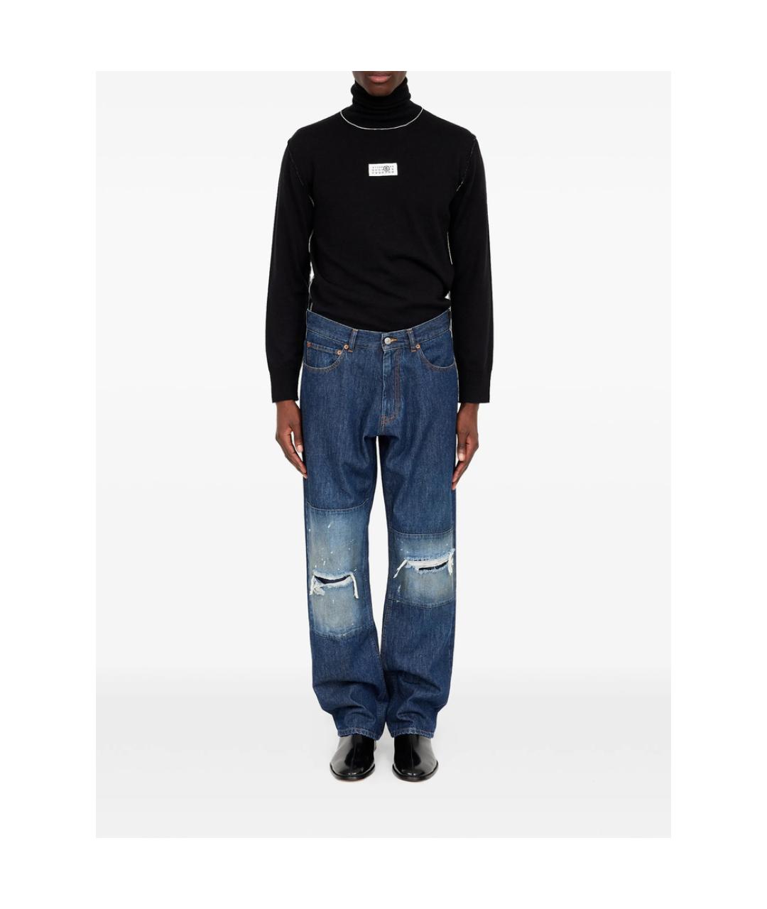 MM6 MAISON MARGIELA Синие хлопковые прямые джинсы, фото 2
