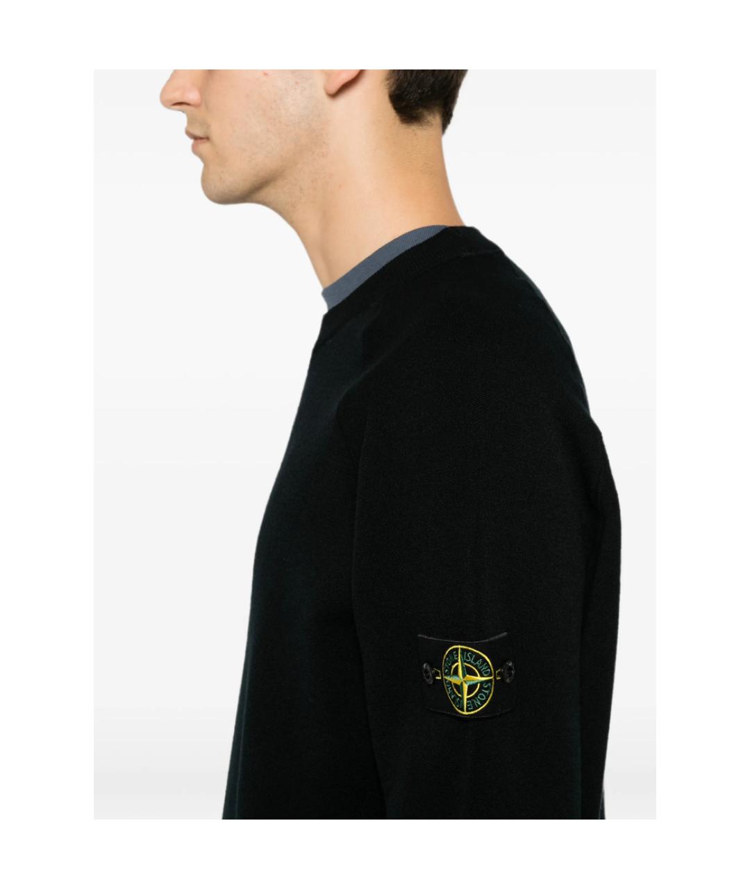 STONE ISLAND Черный хлопковый джемпер / свитер, фото 2